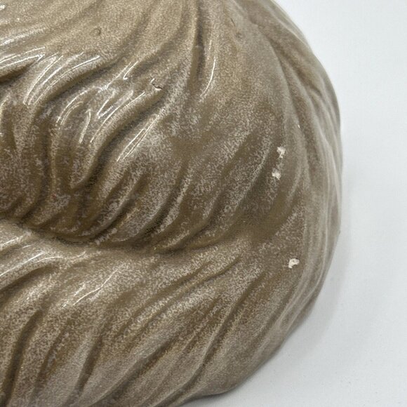 Vintage Tan Brown Kitty Cat Sleeping Napping Large Ceramic Statue Figurine 11" - Picture 5 of 10